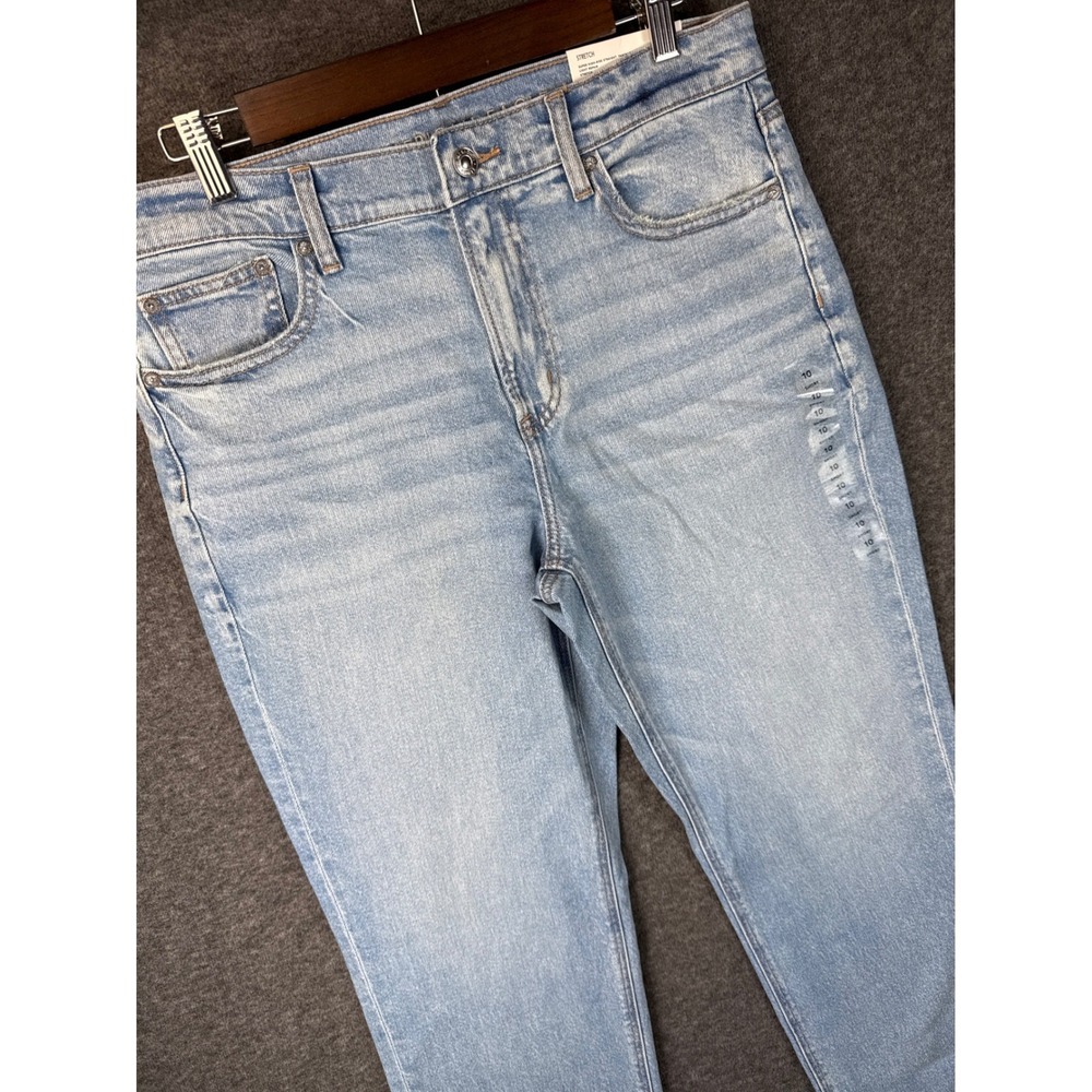 NWT American Eagle Straight Jeans‎ Womens 10 Blue Super High Rise Stretch Girly